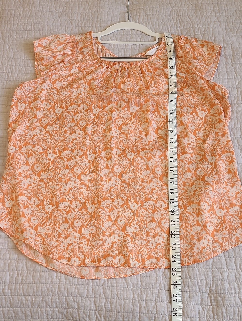 LC Lauren Conrad Women's Orange/White Floral Comfy Soft Business Casual Sz S - Picture 8 of 9
